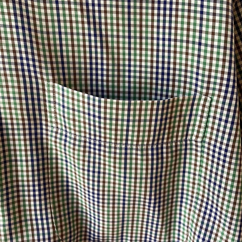 Peter Millar Mini Check Button Down Shirt Size L - image 4